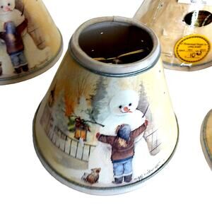 Vintage A Homestead Shoppe Pat Richter Lampshade Winter Child Snowman